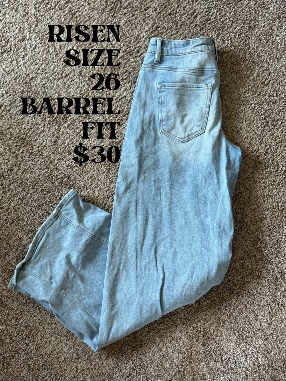 Risen Light Blue Barrel Fit Women's Jeans - Size 26